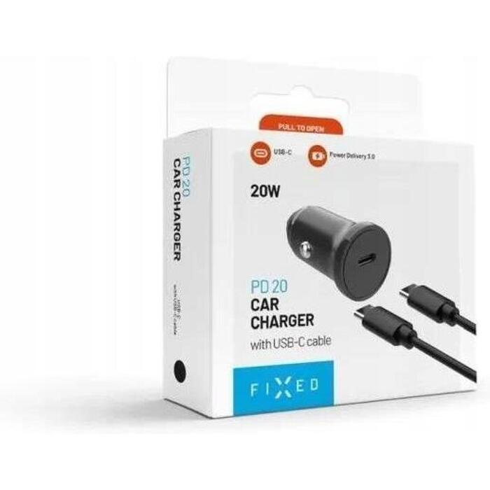 Fixed USB-C Car Charger 20W+ USB-C/USB-C
