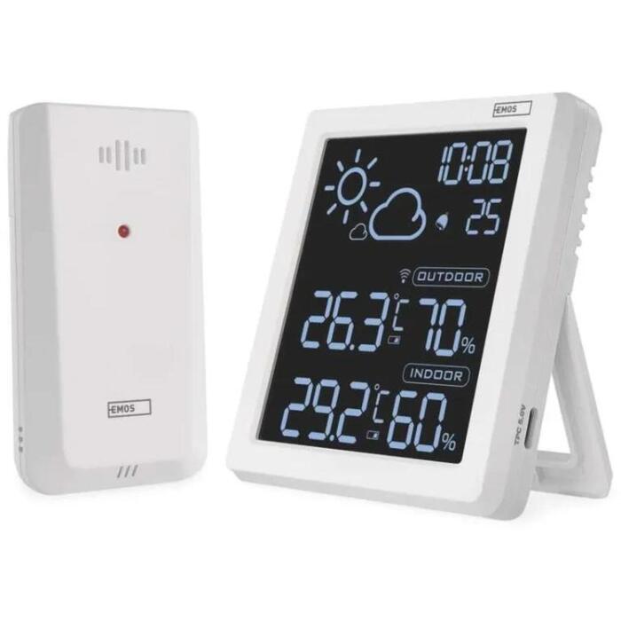 Emos Беспроводная метеостанция E8647W, 50м, 2x1,5V AAA, 433MHz, 12/24ч, температура -50°C до +70°C, влажность (E8647W)