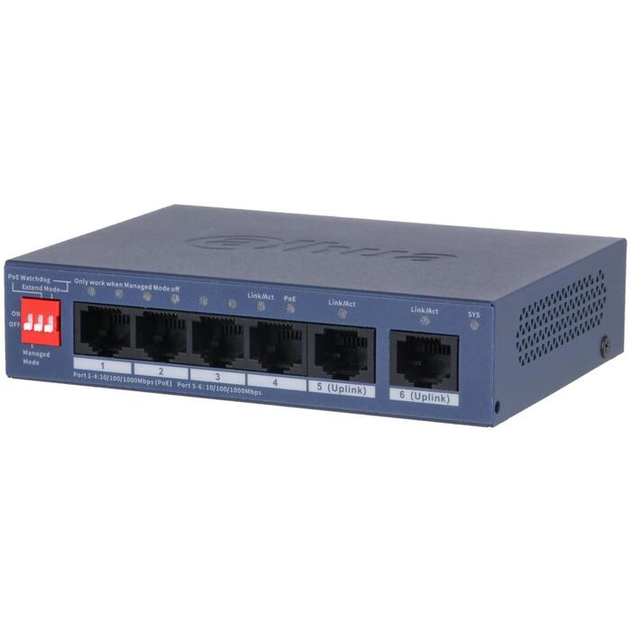 Dahua komutators CS4006-4GT-36, 6 porti, 4x