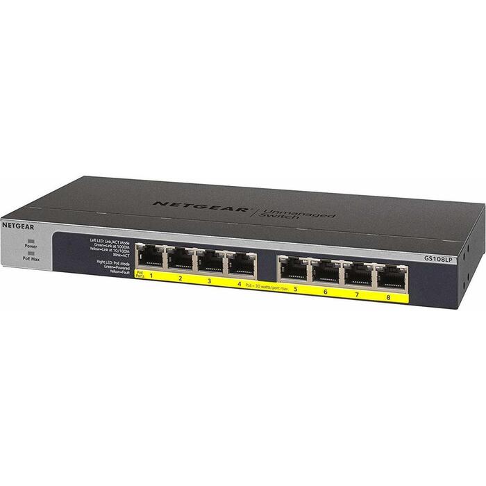Netgear GS108LP-100EUS nepārvaldāms slēdzis, 8x10/100/1000 Mbps