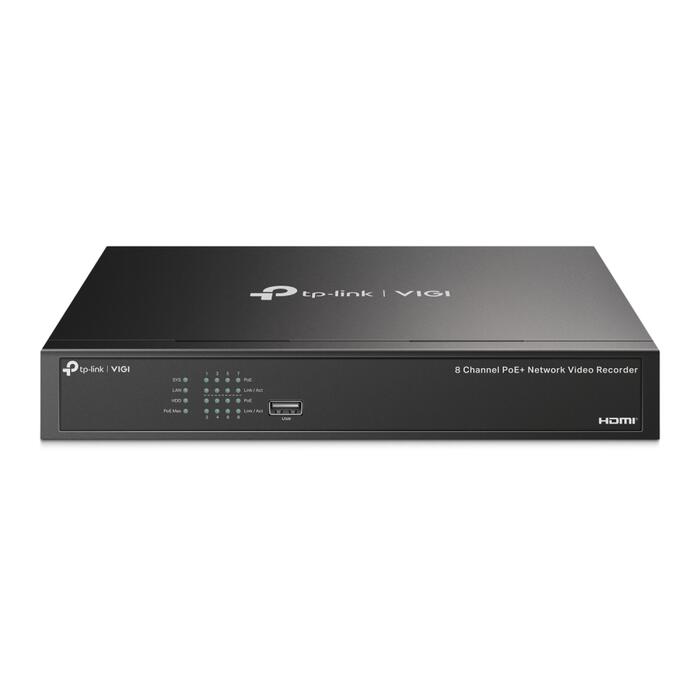 TP-Link VIGI NVR1008H-8P tīkla video ierakstītājs, 8 kanāli, 4K HDMI, 8x PoE+ 53W, H.265+, 80 Mbps (VIGINVR1008H-8P)