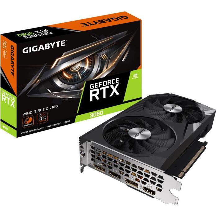 Graphics Card|GIGABYTE|NVIDIA GeForce RTX 3060|12 GB|GDDR6|192 bit|PCIE 4.0 16x|Memory 15000 MHz|GPU 1792 MHz|2xHDMI|2xDisplayPort|GV-N3060WF2OC-12GD2.0 (GV-N3060WF2OC-12GD2.0)