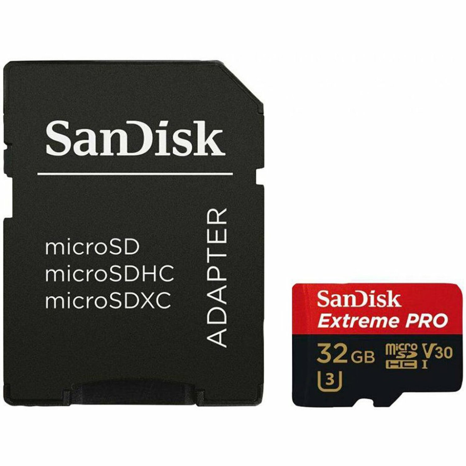 Карта памяти Extreme PRO microSDHC SDSQXCG-032G-GN6MA 32 GB UHS-I A1 Class 10 U3 V30 до 100 MB/s с SD адаптером SanDisk (SDSQXCG-032G-GN6MA)