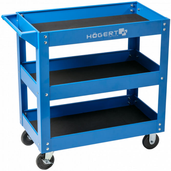 Hogert HT7G570 мастерская тележка, 3 уровня, 730x384x80 мм, 110 кг, 4 колеса, 2 поворотных, ПВХ (HT7G570)
