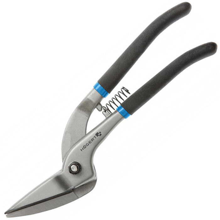 Hogert HT3B509 metāla šķēres, 300mm, 1mm, taisnas, DIN 6438, rūdītas, 55-60 HRC, atspere, gumijots rokturis (HT3B509)