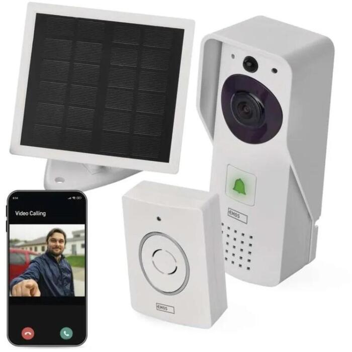 Emos Умный дверной звонок IP-09D H4030, 2x18650 аккумулятор 2200 мАч, 110°, IP44, ночное видение, возможность записи (H4030)