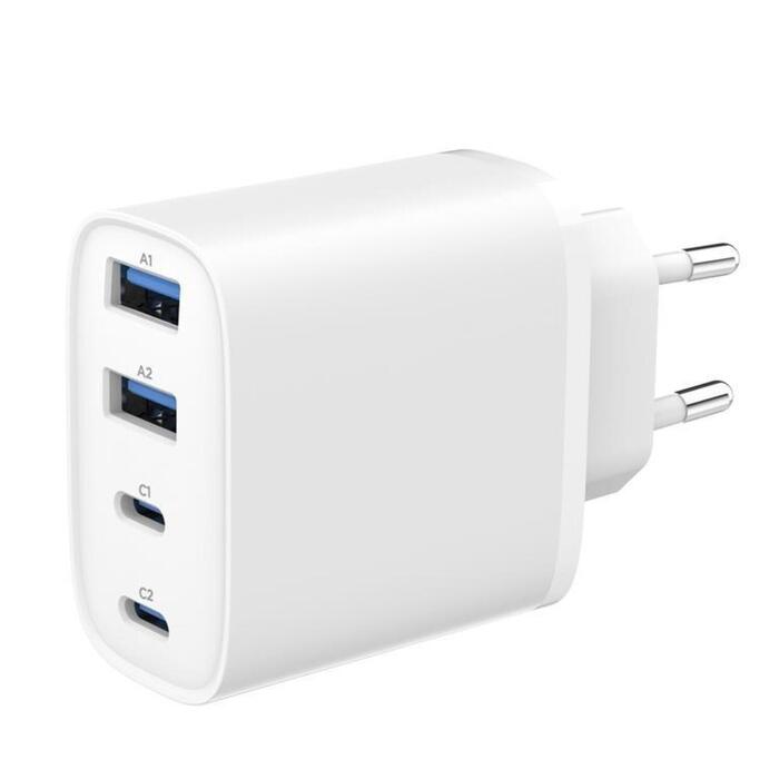 Ładowarka uniwersalna GaN 40W LCD 3xUSB-C 1xUSB-A biała (TA-UC-2A2C-PD40-01-W)