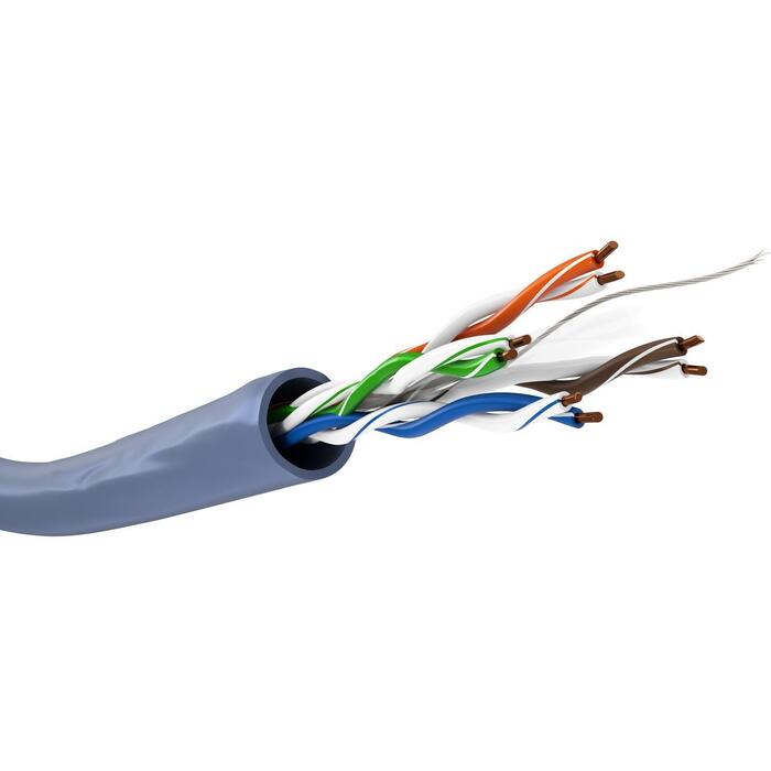 Goobay сетевой кабель 96097, CAT 6A, U/UTP, 305 м, RJ-45 вилка, 8 проводов, синий, без галогенов, внутренний, сплошной (96097)