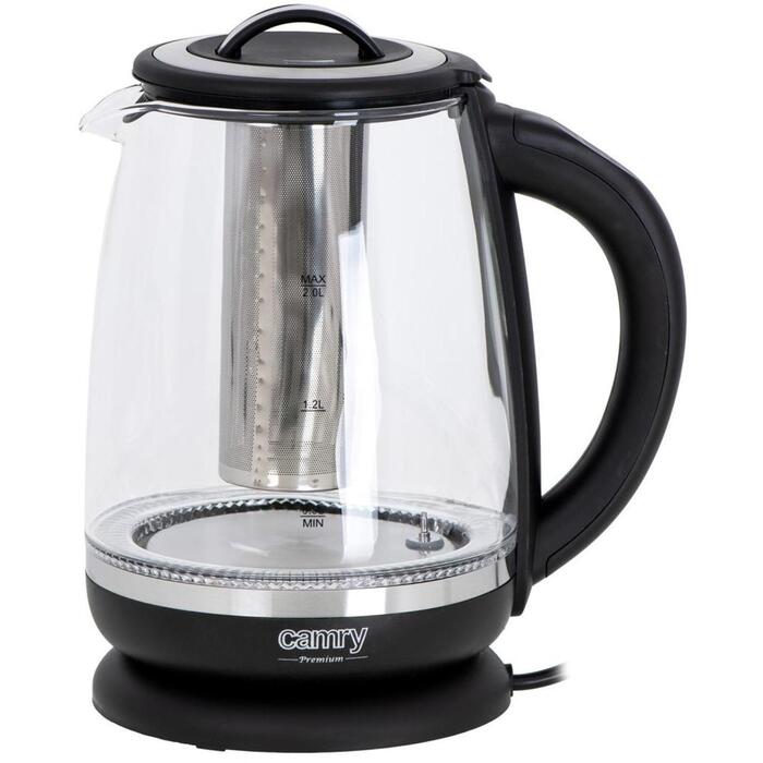 Adler Чайник CR 1290, 2200 W, 2 L, Стекло, 360° поворотная база, Автоотключение (CR 1290)