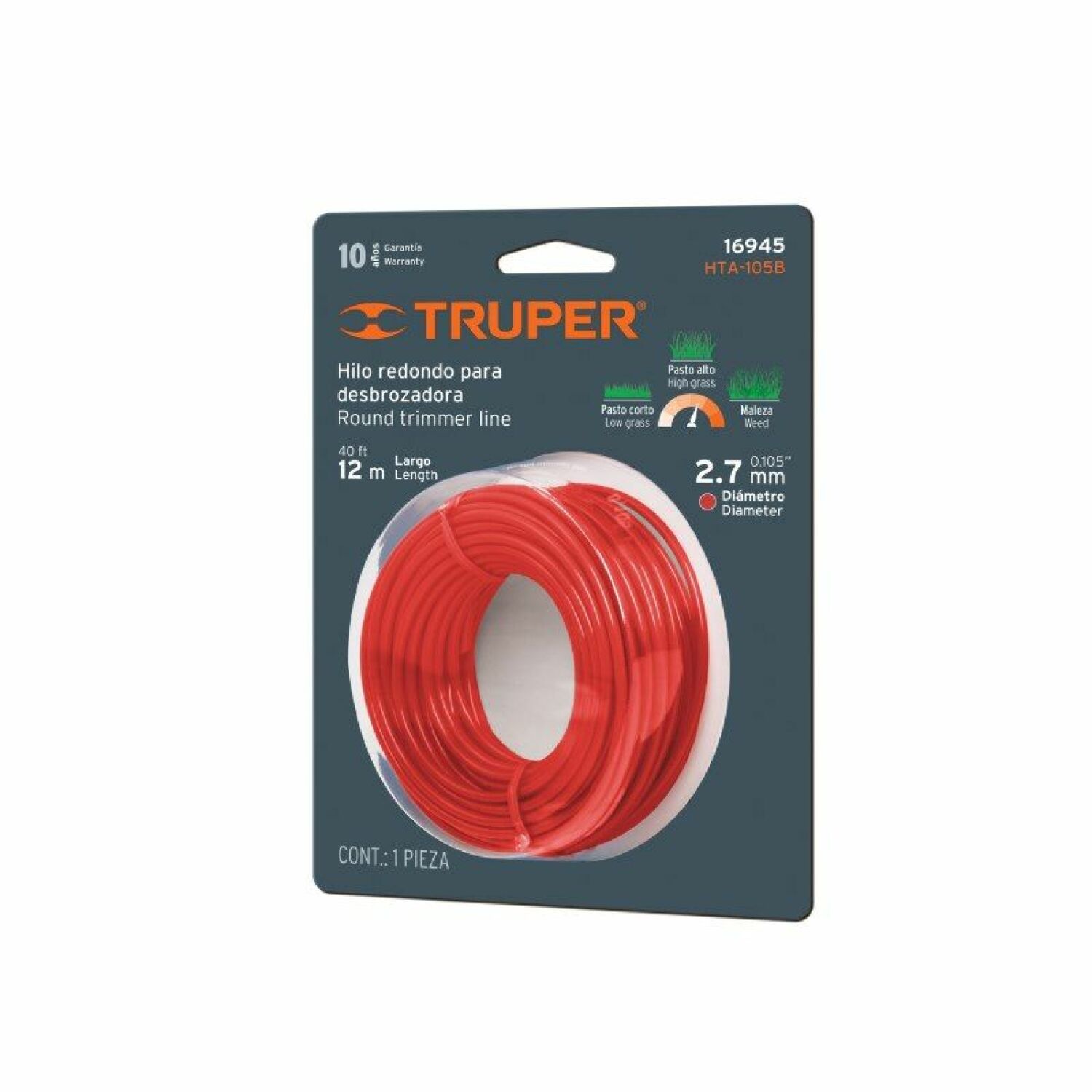 Apaļā trimmera aukla 2,7 mm/12 m HTA-105B TRUPER (HTA-105B)