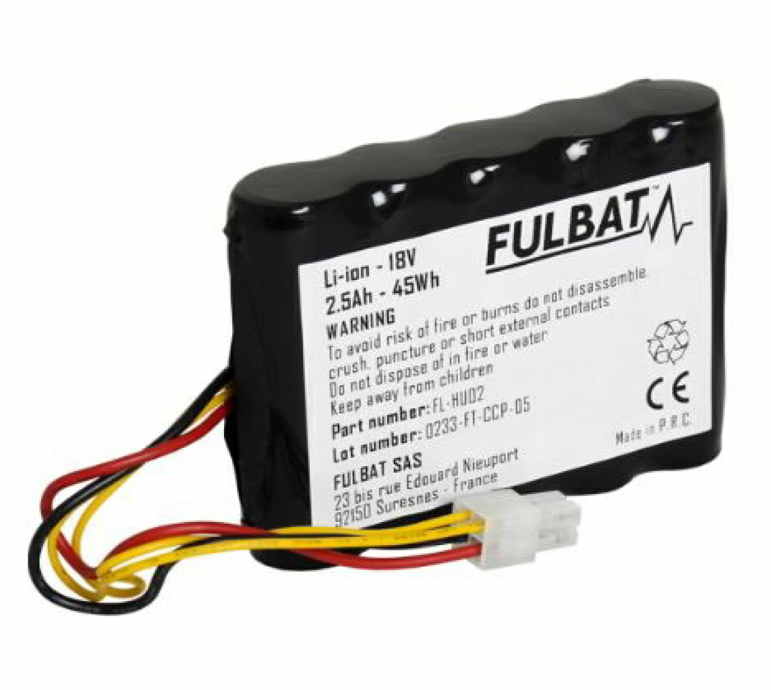 Аккумулятор 18В, 2,5Ач, FULBAT, 560610, 91,5x67x26, Li-ion, Совместим с Husqvarna 584 82 28-01, 584 82 28-02, 584 85 28-01, 584 85 28-03, 589 58 62-01 (560610)