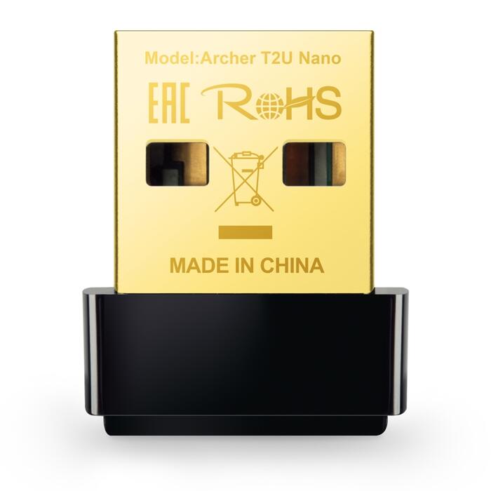 AC600 Nano беспроводной USB адаптер, TP-Link, Archer T2U Nano, 5GHz, 2.4GHz, 433Mbps, 200Mbps (ARCHERT2UNANO)
