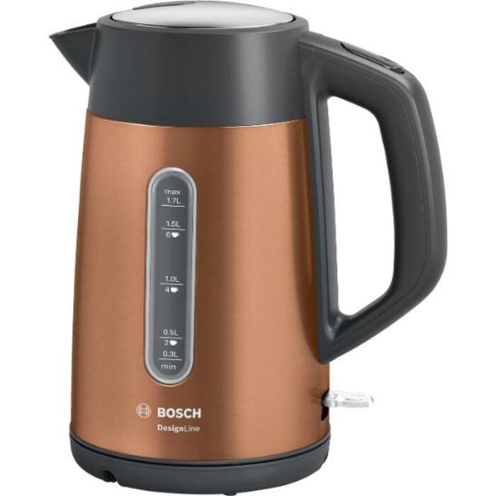 Bosch Чайник TWK4P439, 2400 Вт, 1.7 Л, Нержавеющая сталь, 360° поворотная база, Медь (TWK4P439)