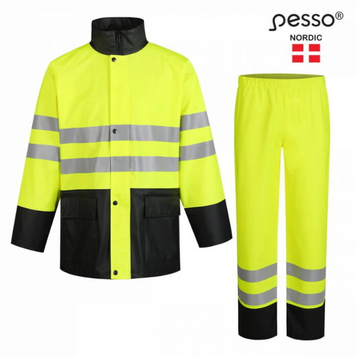 Pesso Hi-vis дождевое обмундирование GPUHV3205_G-M, 170g/m², 1.12kg, EN471 CL2, EN343 3,1, светоотражающие полосы (GPUHV3205_G-M)
