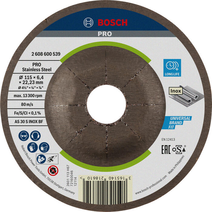 Slīpēšanas ripa INOX 115x22x6 mm, Mazām
