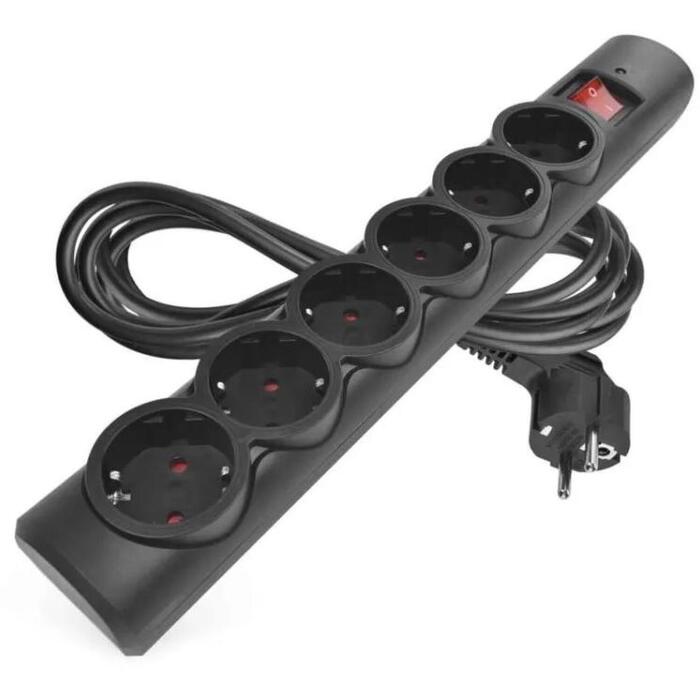 Emos Защита от перенапряжения P54219, 3 м, 6 розеток, 10 А, 2300 Вт, защита от детей, подсвеченный выключатель (P54219)