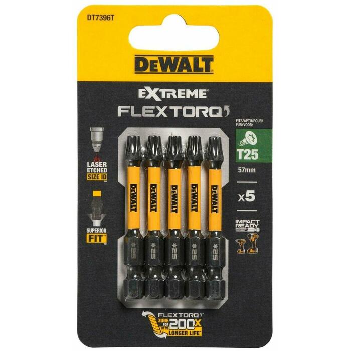 Dewalt ударная битка DT7396T-QZ 57mm T25, 5 шт, закаленная сталь, торсионное воздействие, блистерная упаковка (DT7396T-QZ)