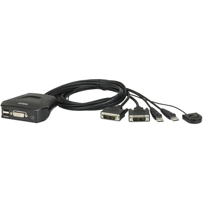 Aten KVM переключатель CS22D-A7, 2 x KVM порта, 2 x 1.2 м кабель, USB питание, удаленный выбор порта (CS22D-A7)