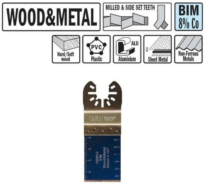 Cmt полотно для мультиинструмента OMM12-X1, 32 мм, Z18TPI, биметалл с 8% кобальтовыми зубьями, для дерева, металла, гипсокартона (OMM12-X1)