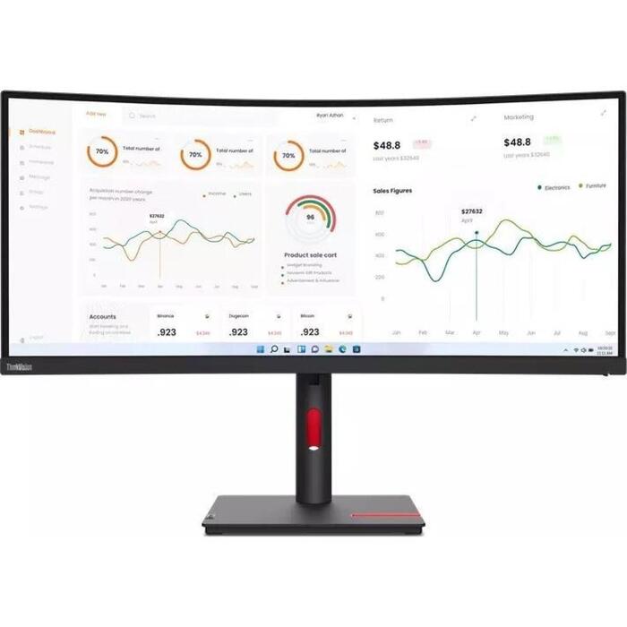 Lenovo Monitors T32h-30 63D3GAT1EU, 34", 3440