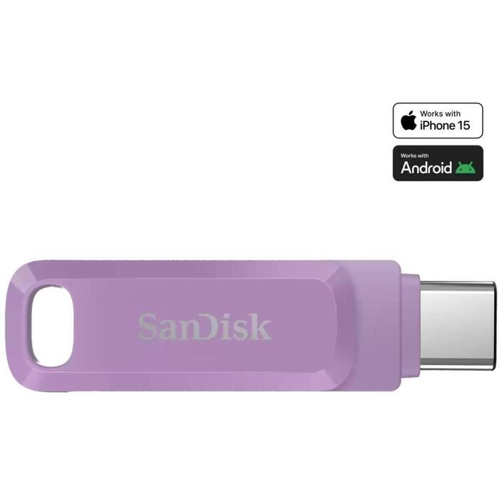 Sandisk USB флеш-накопитель SDDDC3-512G-G46L, 512GB, USB 3.2 Gen 1, USB Type-C, 400MB/s, Лавандовый, Поворотный (SDDDC3-512G-G46L)