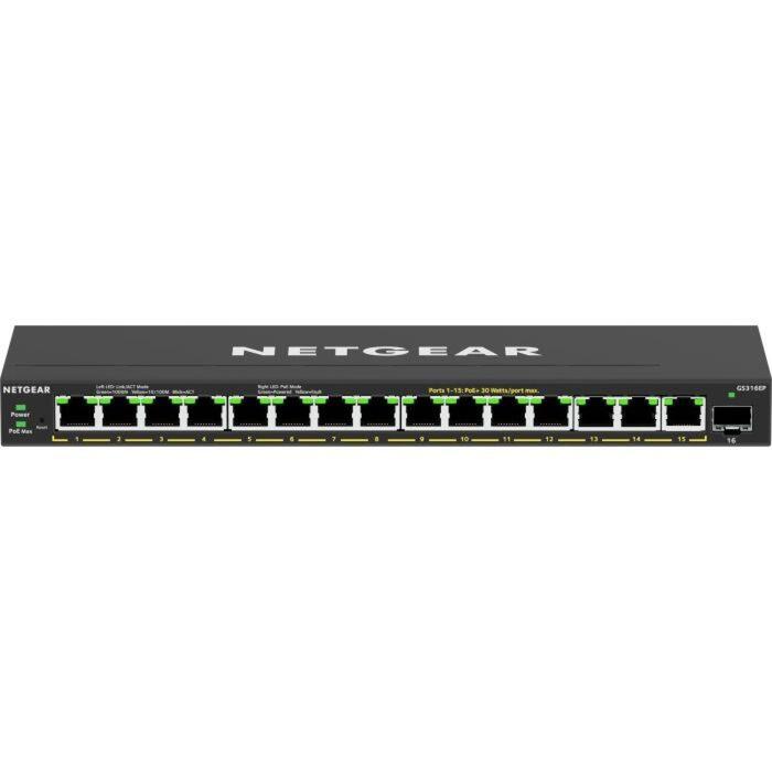 Netgear GS316EP-100PES komutators, 15x10/100/1000 Mbps, PoE+