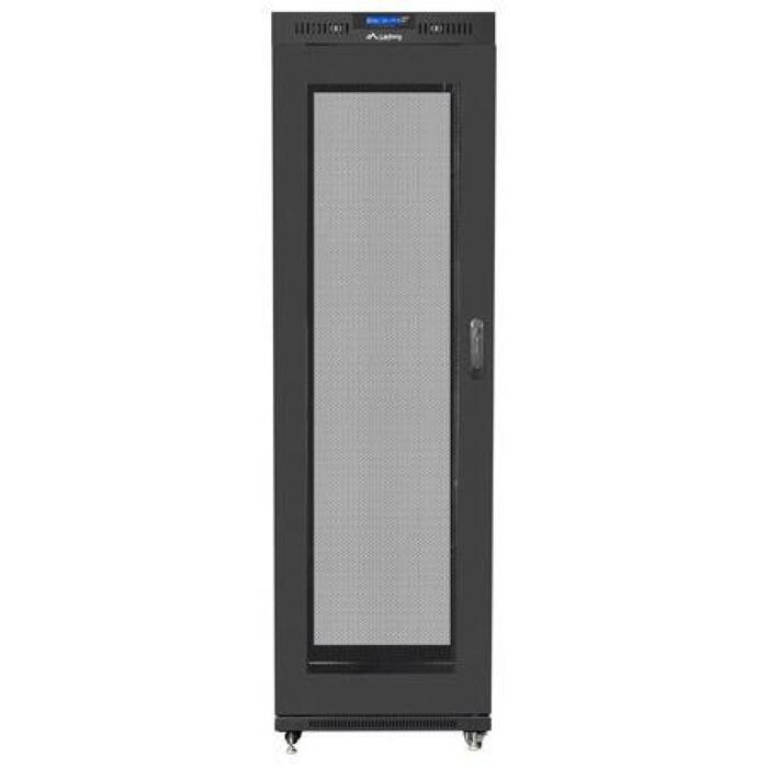 Lanberg монтажный шкаф 19 42U 600x800 FF01-6842-23BL, 93кг, 600мм, 2097.5мм, 800кг, IP20, перфорированная дверь, LCD дисплей (FF01-6842-23BL)