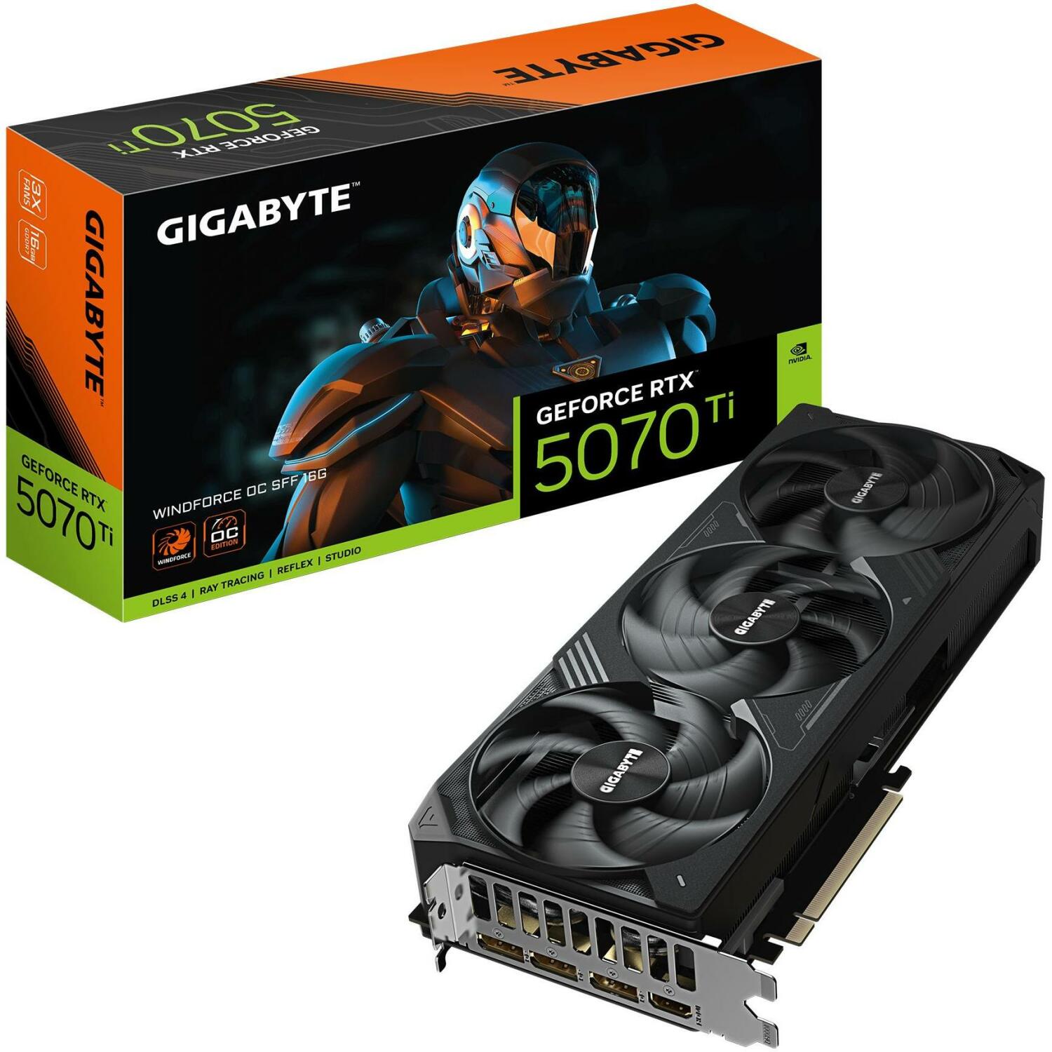 Gigabyte Video karte GV-N507TWF3OC-16GD 16GB GDDR7, 256 bit, PCI-E 5.0, 2497 MHz, 3 x DP 2.1a, 1 x HDMI 2.1b, NVIDIA DLSS 4 (GV-N507TWF3OC-16GD 1.0)