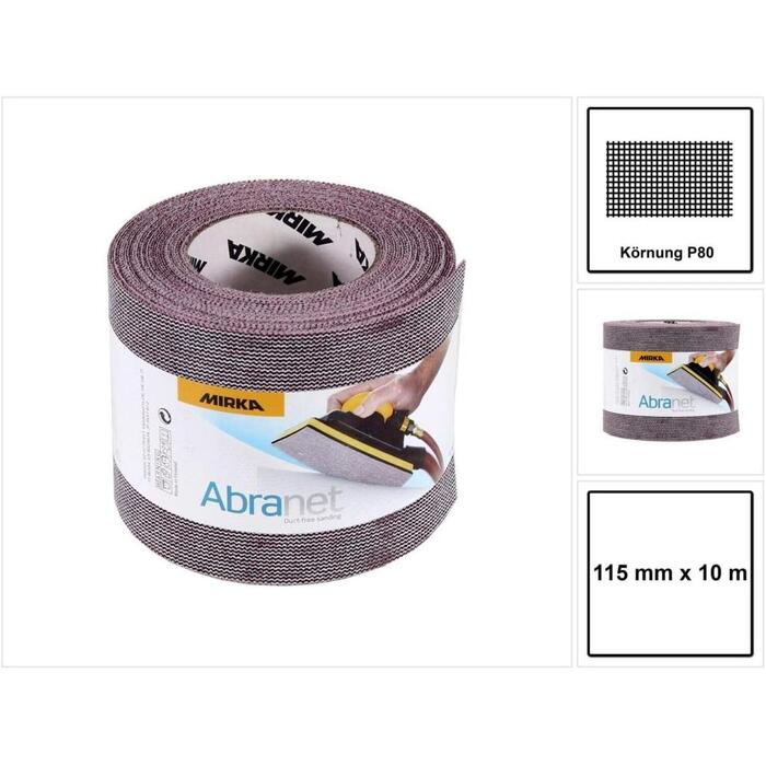 MIRKA Abrazīvs siets rullī ABRANET 115mm x 10mP80 (545BY001803R)