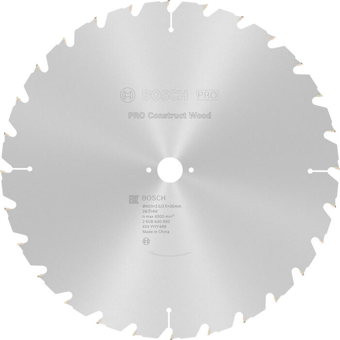 Ripāģa disks 400x30mm Construct wood top 28, Galda zāģiem PRO CONSTRUCT WOOD RIPZĀĢA ASMENS, 2608640693, BOSCH (2608640693)