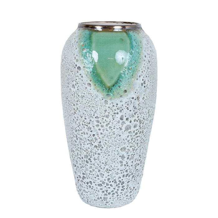 HOME4YOU Vāze TITAN STONE H32cm, zaļš/balts