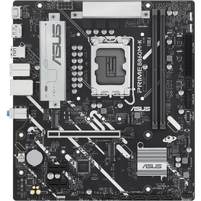 Asus Mātesplate PRIME B860M-K, LGA 1851, DDR5, 128 GB, 2 DIMM, 2.5 Gb Ethernet, 4 SATA III, 2 M.2, 7.1 audio (PRIME B860M-K)