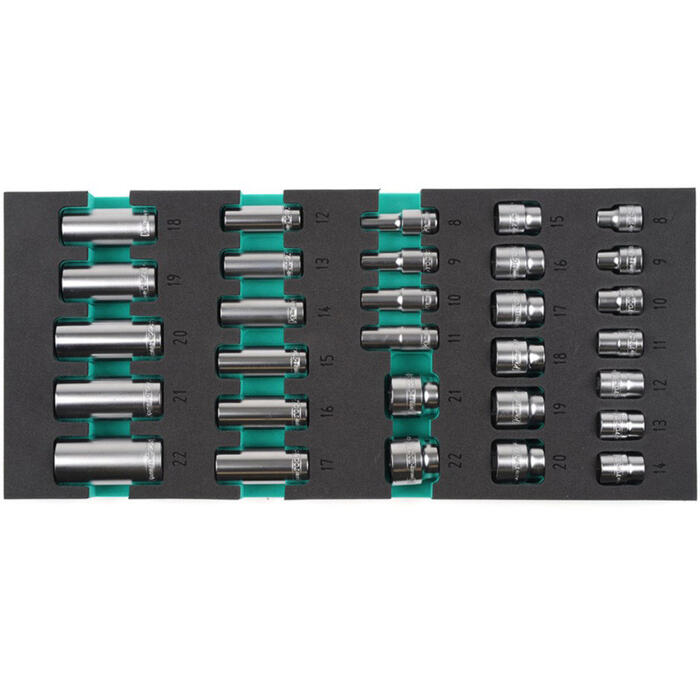 Muciņu komplekts, 3/8", 8-22mm, K26058 KAMASA