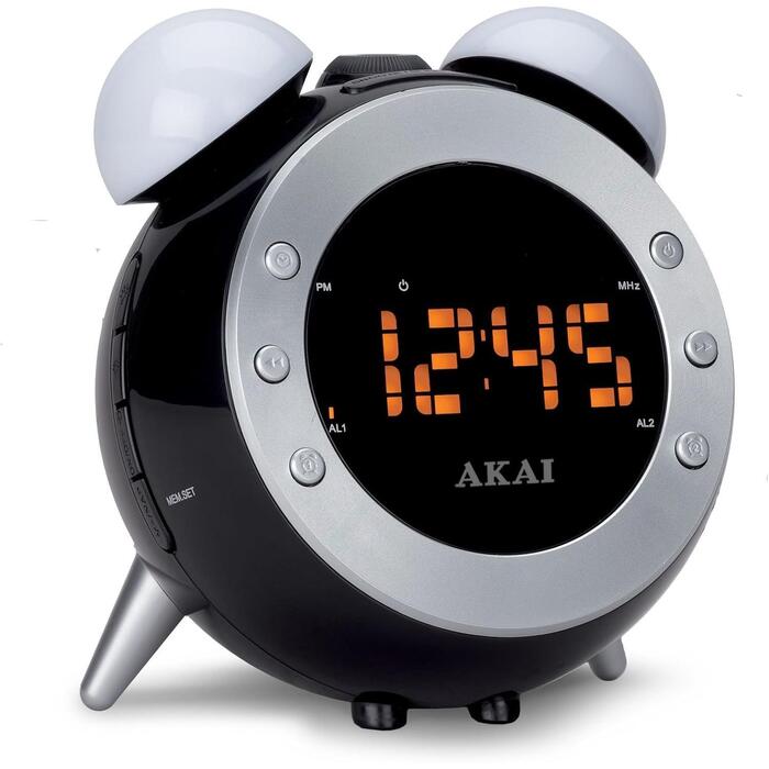 Akai AR280P будильник с FM-радио и проектором, черный, 230В 50Гц, FM, цифровой, янтарный дисплей (AR280P)