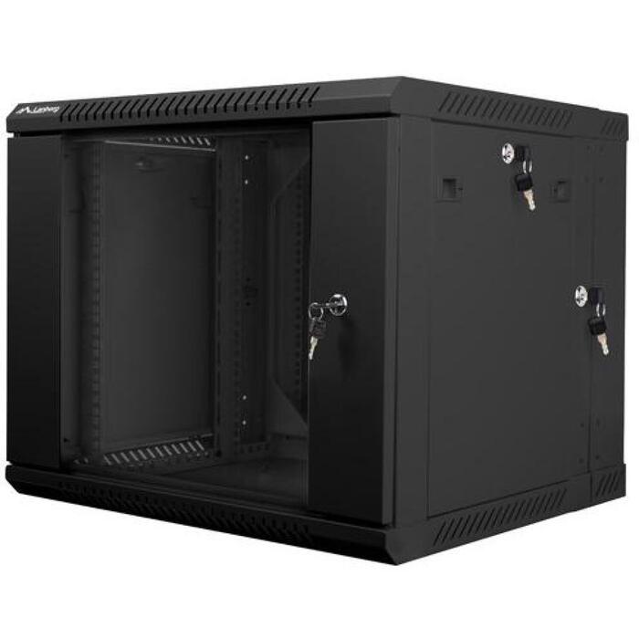 Lanberg шкаф установки, WF02-6609-10B, 600mm, 600mm, 9U, 60kg, 2 слота для вентиляторов, IP20, стеклянная дверь (WF02-6609-10B)
