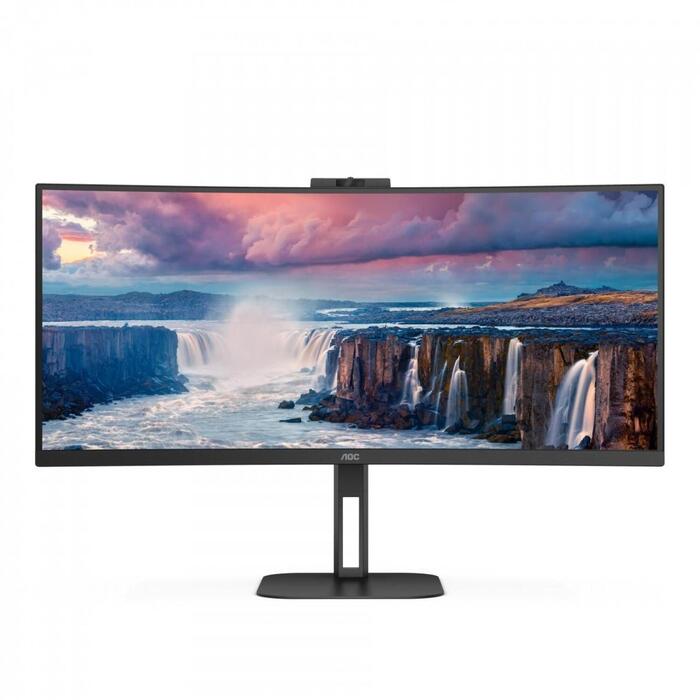 Aoc монитор CU34V5CW/BK, 3440 x 1440, 100 Гц, 1 мс, 1500 R, 4 x USB 3.2, 1 x HDMI, 1 x DP, 2,0 МП камера, 300 кд/м², 3 000:1 (CU34V5CW/BK)