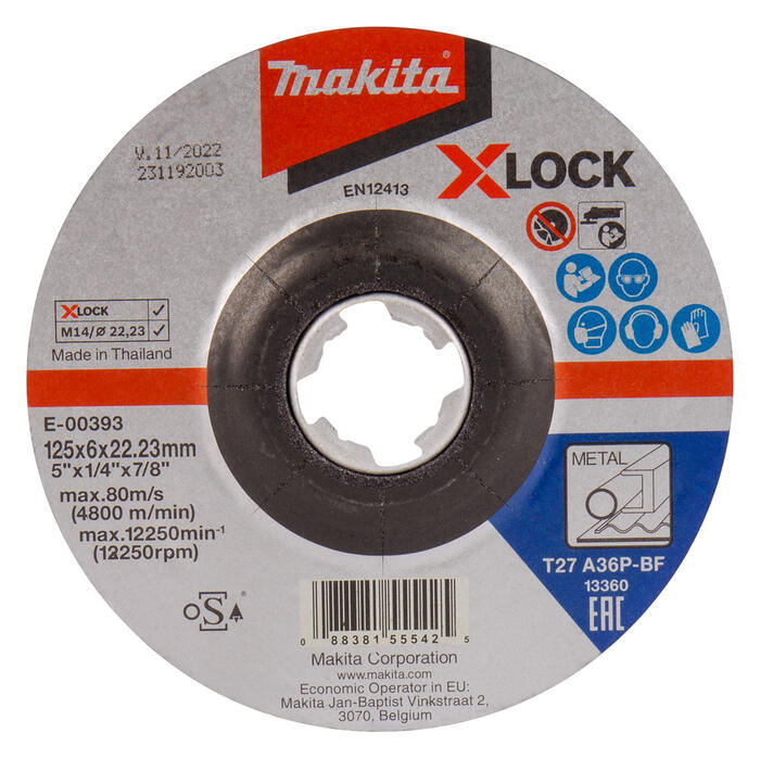 Slīpripa 125X6MM, X-LOCK (A36P), Metāls, E-00393
