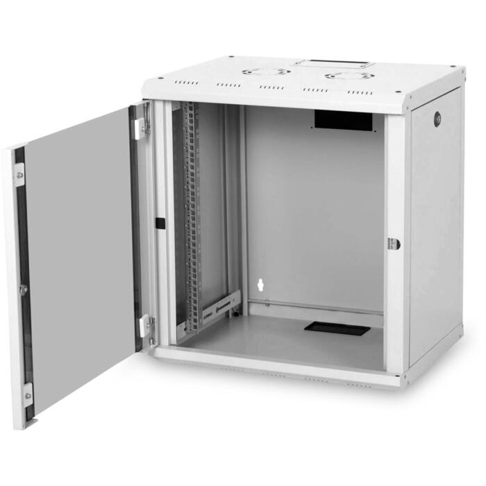 Digitus серверный шкаф DN-19 12-U, 19", 12U, 60x45x62.4см, RAL 7035, сталь, IP20, стеклянная дверь, 100кг (DN-19 12-U)