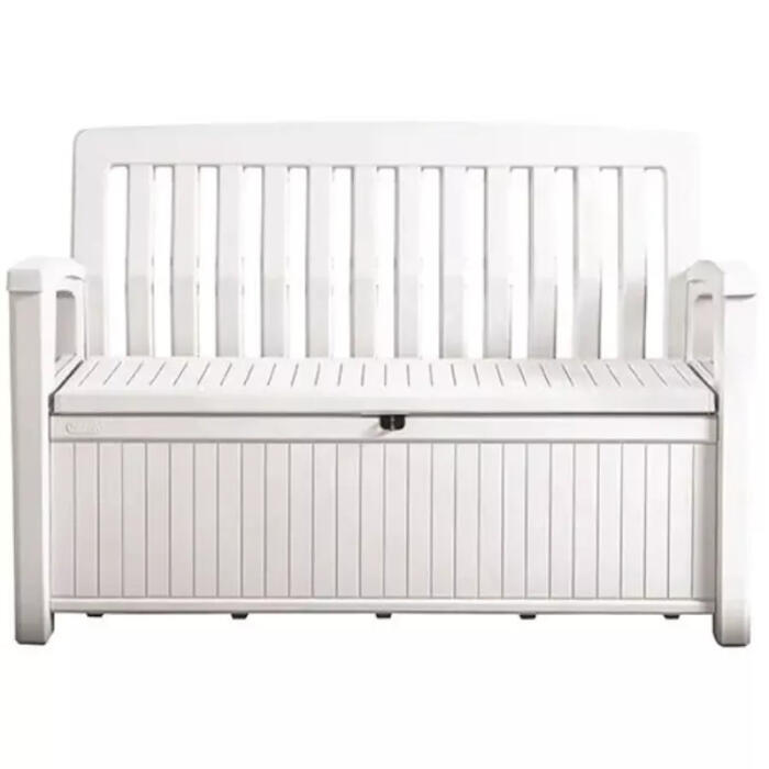 Keter Patio Storage Bench 29202690508, 227L, 133x61x89cm, белый, запираемый, 2 места (29202690508)