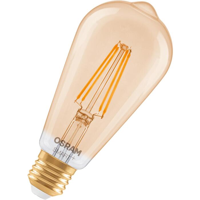 Osram светодиодная лампа SMART+ MATTER Filament Dimmable Classic Edison 53 824 Gold, E27, 6 Вт, 680 лм, 2400 К, Wi-Fi, диммируемая (4099854530104)