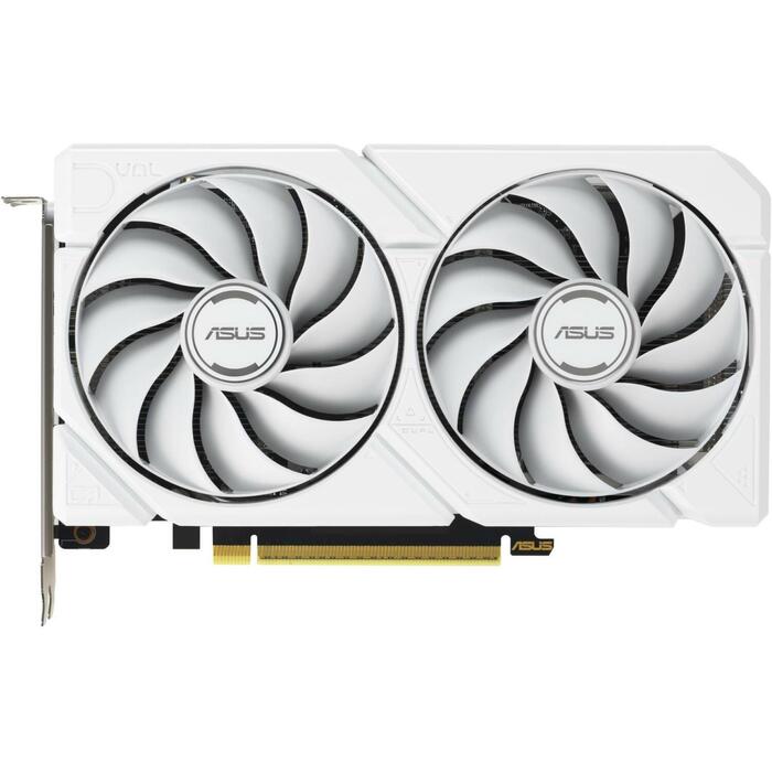 Asus Video karte DUAL-RX9060XT-16G-WH 16GB GDDR6, PCIe 5.0, 2.5 slot, 2 ventilatori, HDMI 1, DisplayPort 2, aktīvā dzesēšana (DUAL-RX9060XT-16G-WH)
