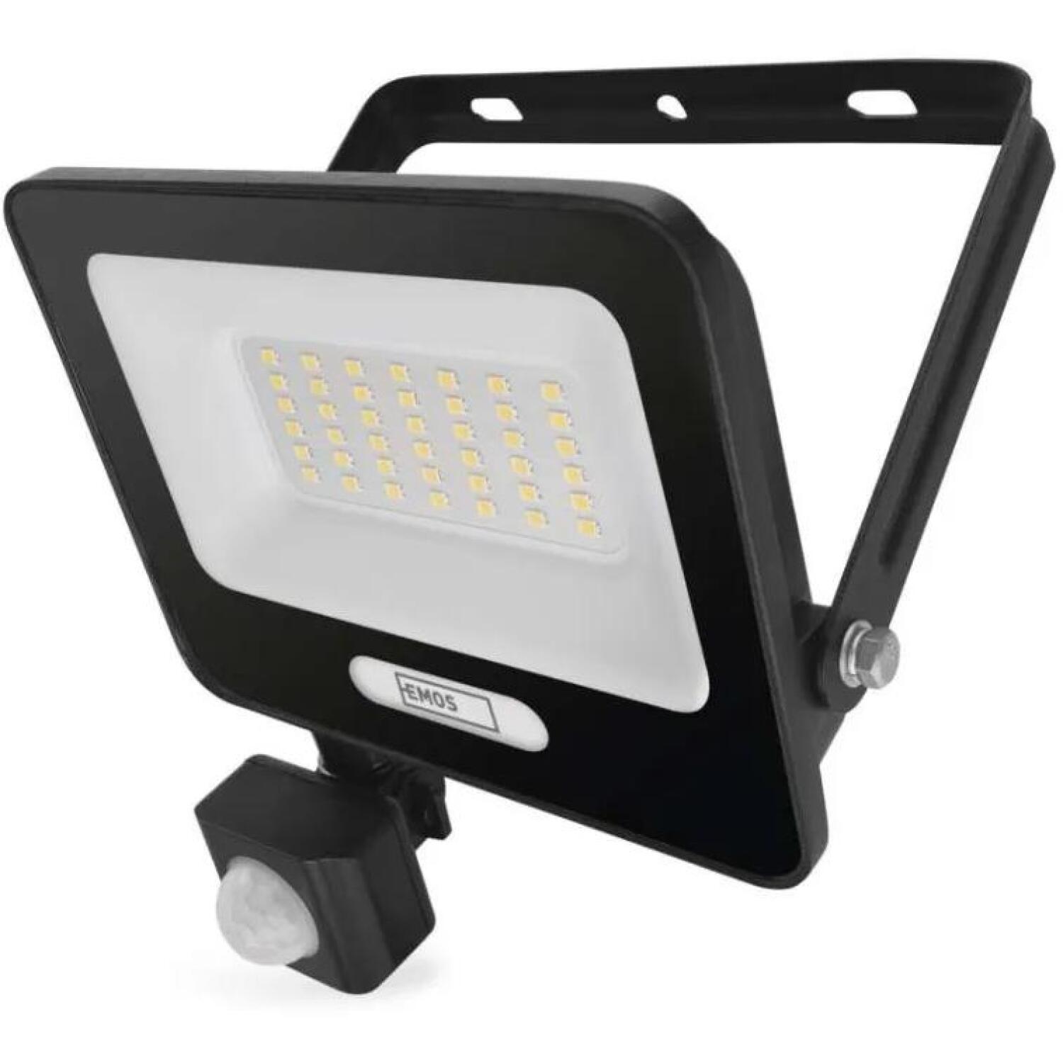 Emos LED прожектор GLARO ZS2334B, 30 W, 3000 lm, IP54, нейтральный белый, PIR датчик, алюминий, стекло (ZS2334B)