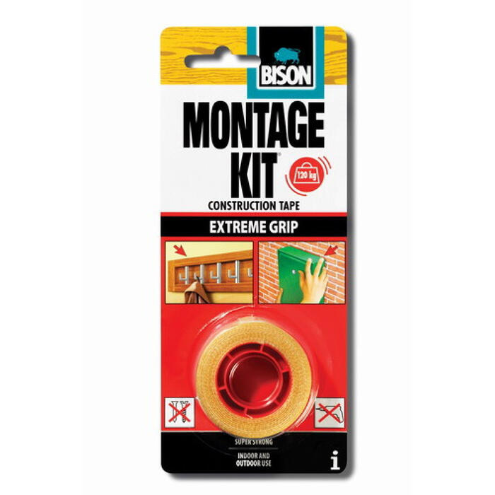 Līmlenta Montage Kit Extreme Grip 1.5m x 19mm 6305487 BISON (6305487)