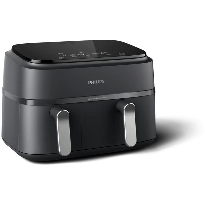 Philips NA351/00 karstā gaisa friteris, 9L, 2750W, 220-240V, 50Hz, 2 grozi, 8 programmas, skārienjutīgs, LED displejs, pelēks (NA351/00)
