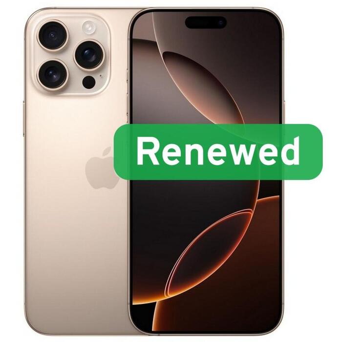 Apple Renewed смартфон iPhone 16 Pro Max RAPip16pm-6wt22N, 6.9 дюйма, 256 ГБ, 5G, белый титан, восстановленный класс A (RAPip16pm-6wt22N)
