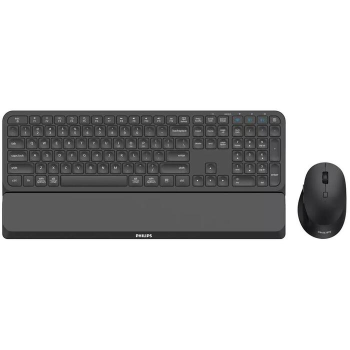 Philips bezvadu tastatūras un peles komplekts SPT6607B/00, 2.4 GHz, Bluetooth 5.0, 3200 DPI, mehāniskā, 110 taustiņi, pilna izmēra (SPT6607B/00)