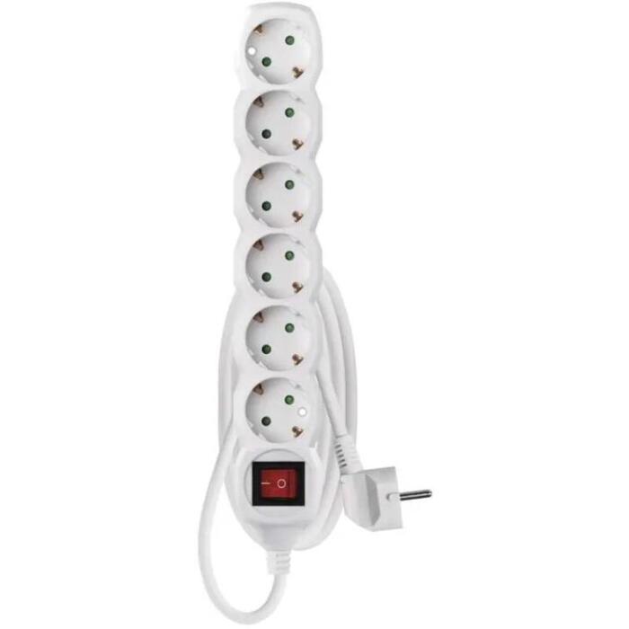 Emos Удлинитель P1621R, 1,5м, 6x2P+PE, 3680W, PVC, выключатель, защита от детей (P1621R)