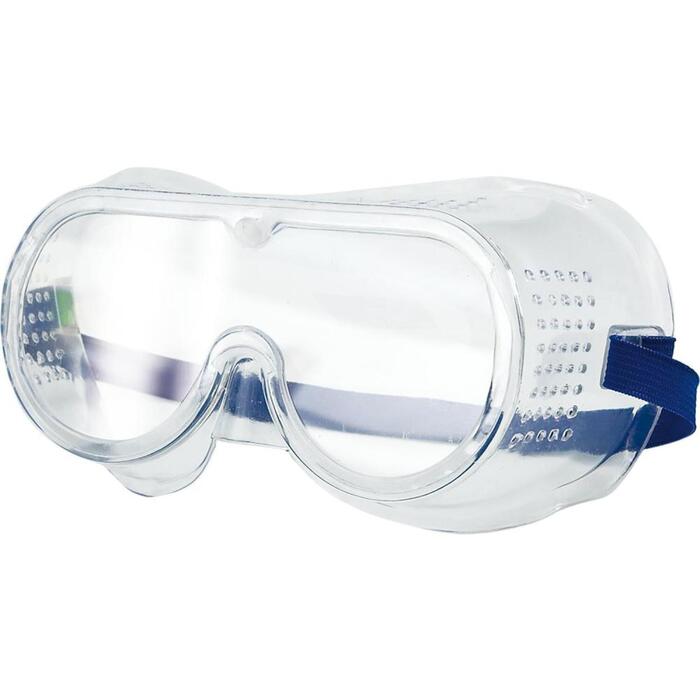 Vorel Aizsargbrilles 74508, 1. optiskā klase, II kategorija, PVC rāmis, PC lēcas, ventilācijas atveres, regulējama siksniņa (74508)