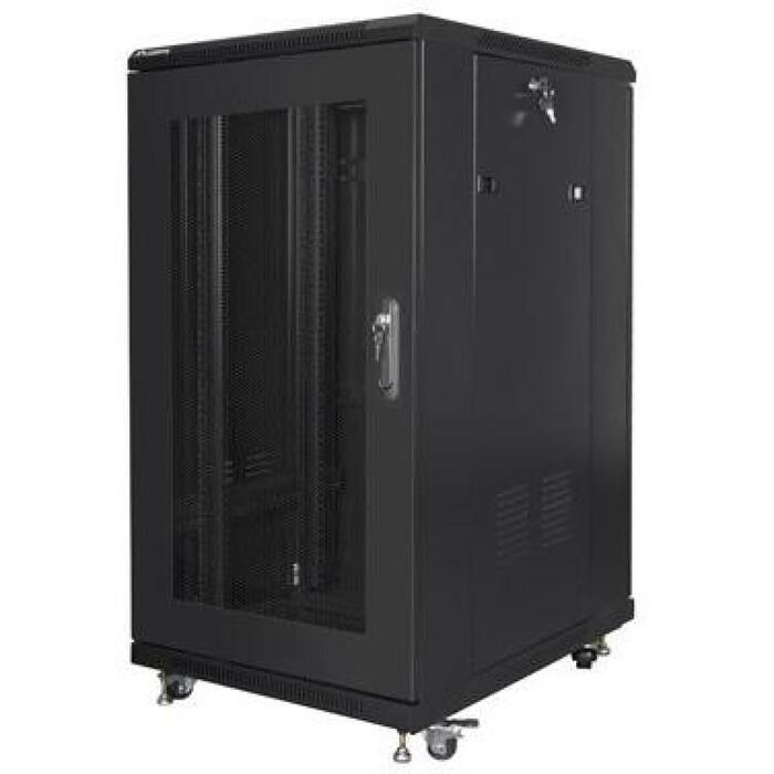 Lanberg стоячий шкаф 19 дюймов 22U 600x800, FF01-6822-23B, 1159x600x800mm, 800kg, 4 слота для вентиляторов, IP20 (FF01-6822-23B)