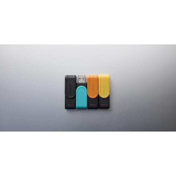 Kingston USB флешка DTXS/512GB, 512 ГБ, USB Type-A, черный/желтый, поворотный, совместим с Windows, macOS, Linux (DTXS/512GB)